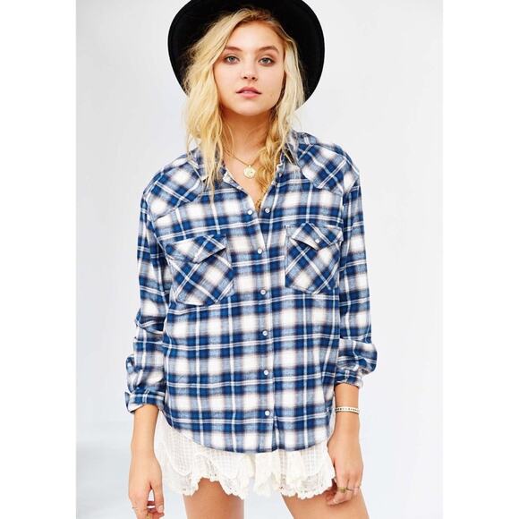 Urban Outfitters BDG Lace Petticoat Flannel Shirt - Picture 1 of 10